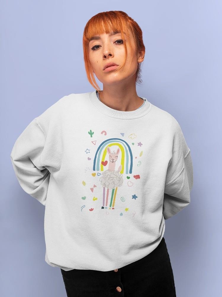 Rainbow Llama B Sweatshirt -June Erica Vess Designs