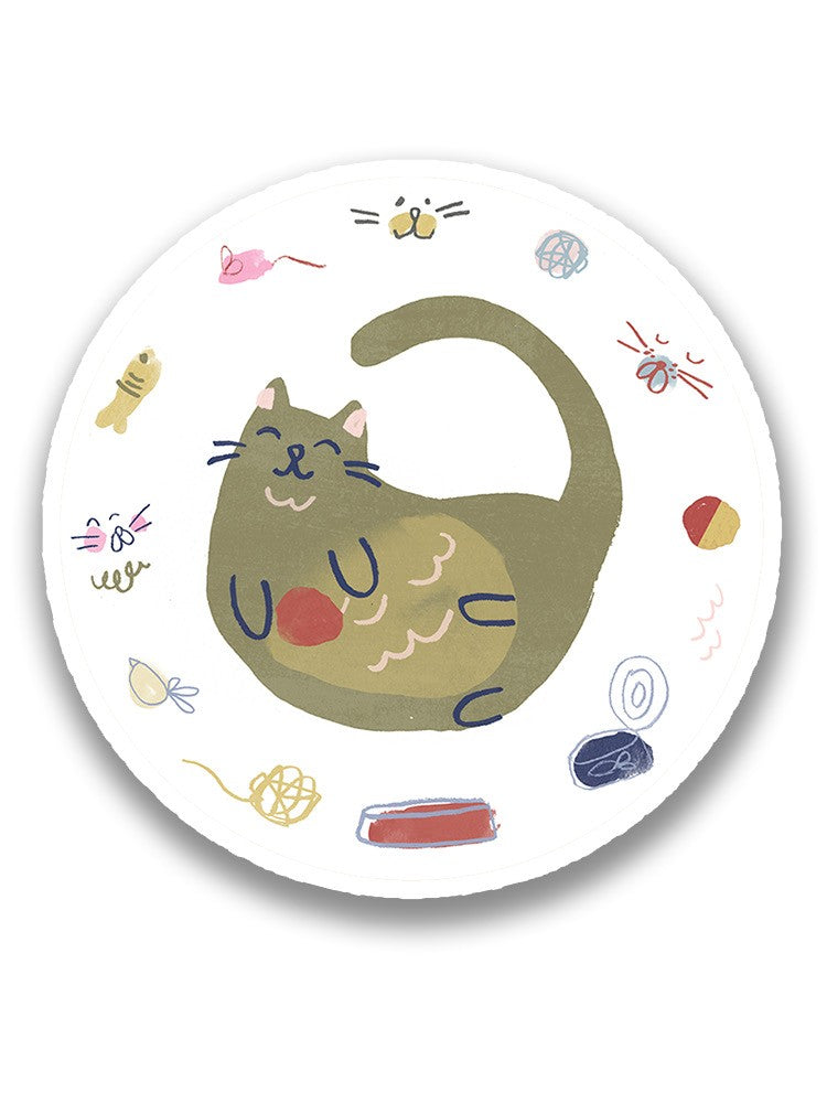 Adorable Kitten Badge Sticker -June Erica Vess Designs