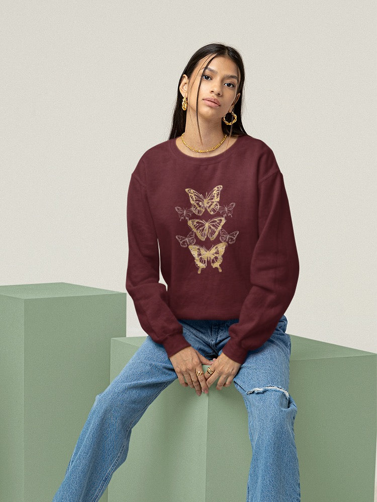 Gold Butterflies Sweatshirt -June Erica Vess Designs