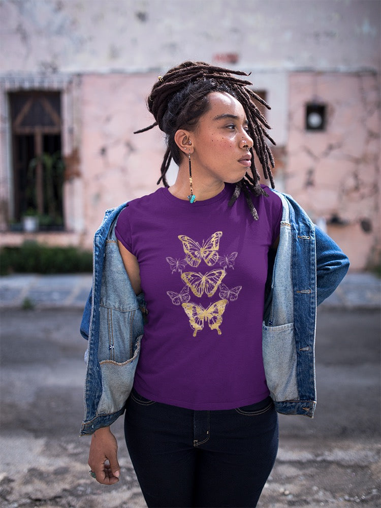 Gold Butterflies T-shirt -June Erica Vess Designs