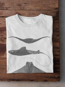 Grey-Scale Stingrays Ii. T-shirt -Studio W Designs