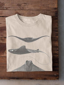 Grey-Scale Stingrays Ii. T-shirt -Studio W Designs