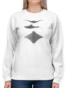 Grey-Scale Stingrays Ii. Sweatshirt -Studio W Designs