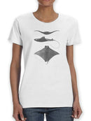 Grey-Scale Stingrays Ii. T-shirt -Studio W Designs