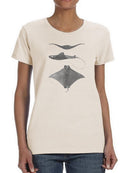 Grey-Scale Stingrays Ii. T-shirt -Studio W Designs