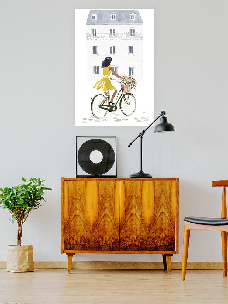 Biking By A Building Wall Art -Victoria Borges Designs