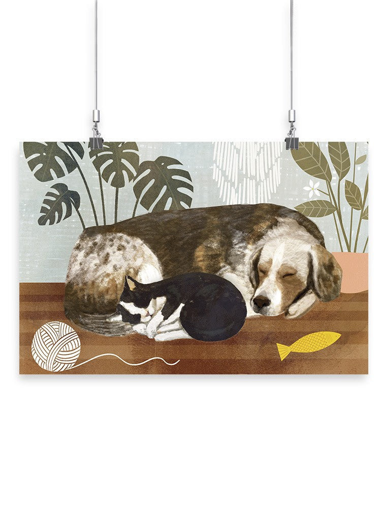 Sleeping Cat And Dog Wall Art -Victoria Borges Designs