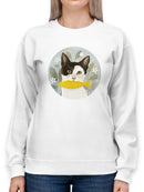 Cat Holding A Fish Sweatshirt -Victoria Borges Designs