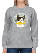 Cat Holding A Fish Sweatshirt -Victoria Borges Designs