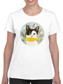 Cat Holding A Fish T-shirt -Victoria Borges Designs