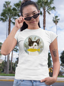 Cat Holding A Fish T-shirt -Victoria Borges Designs
