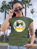 Cat Holding A Fish T-shirt -Victoria Borges Designs