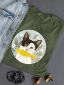 Cat Holding A Fish T-shirt -Victoria Borges Designs