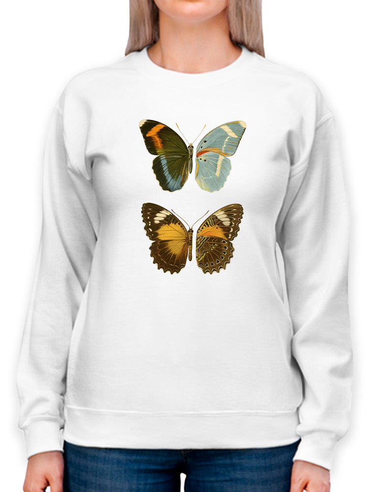 Antique Blue Butterflies Iii Sweatshirt -Vision Studio Designs