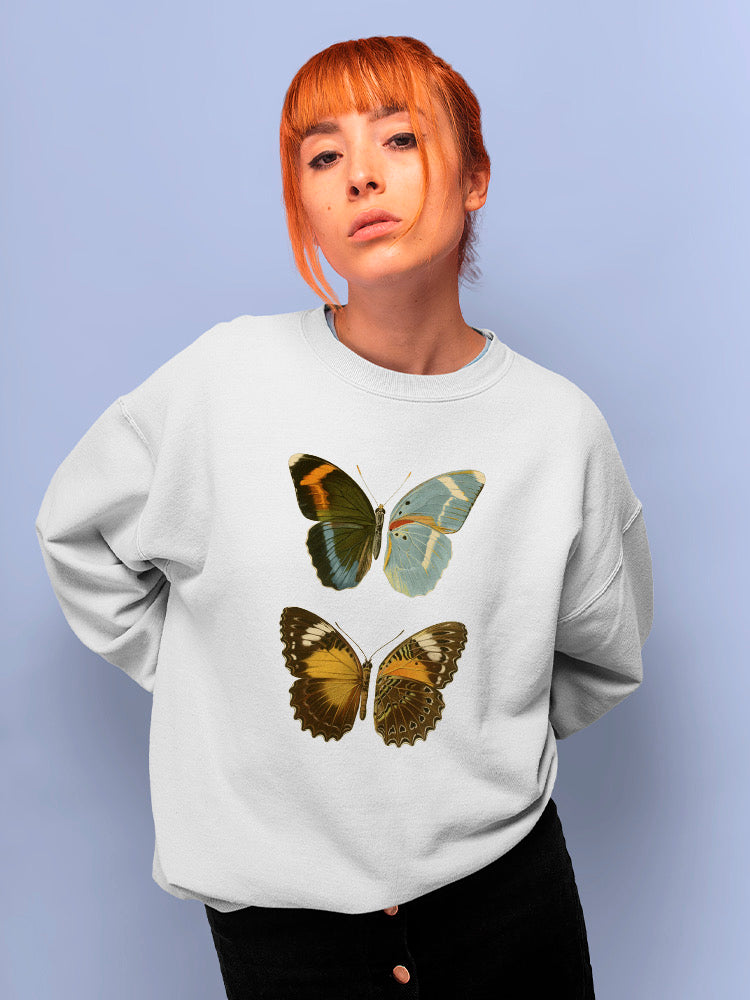 Antique Blue Butterflies Iii Sweatshirt -Vision Studio Designs