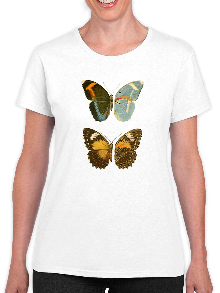 Antique Blue Butterflies Iii T-shirt -Vision Studio Designs