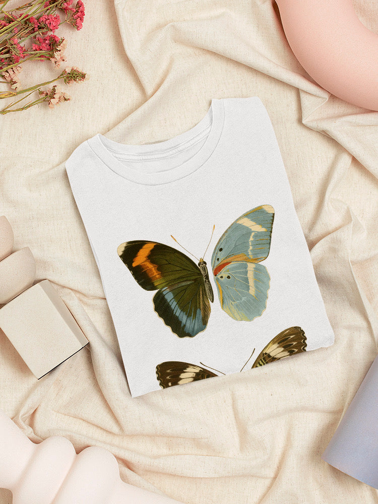 Antique Blue Butterflies Iii T-shirt -Vision Studio Designs