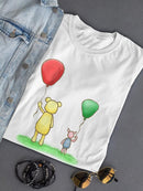 Pooh Bear W Balloons T-shirt -SmartPrintsInk Designs