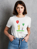 Pooh Bear W Balloons T-shirt -SmartPrintsInk Designs