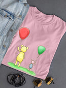 Pooh Bear W Balloons T-shirt -SmartPrintsInk Designs