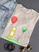 Pooh Bear W Balloons T-shirt -SmartPrintsInk Designs