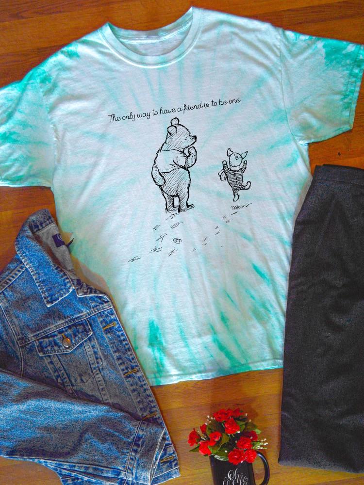Pooh Bear Being A Friend Tie Dye Tee -SmartPrintsInk Designs