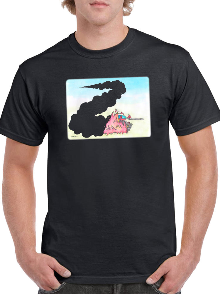 Tank In Flames T-shirt -Taher Saoud Designs