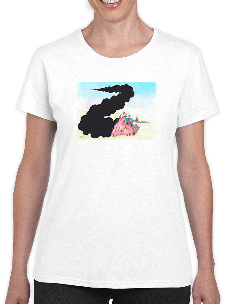 Tank In Flames T-shirt -Taher Saoud Designs