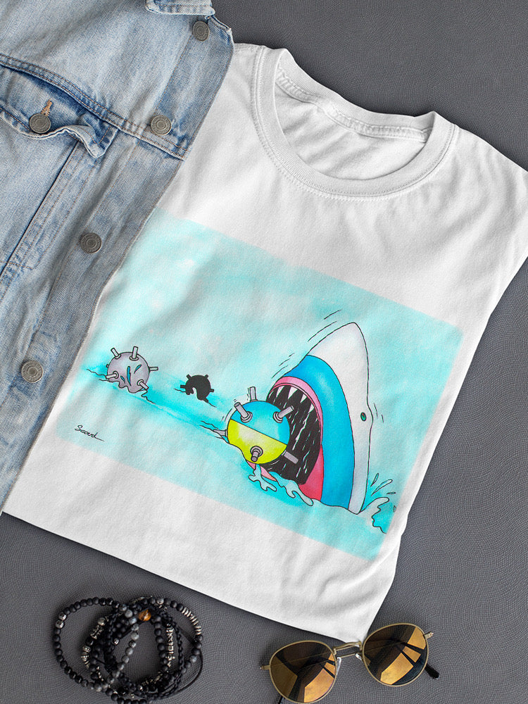 Shark Eating A Virus T-shirt -Taher Saoud Designs