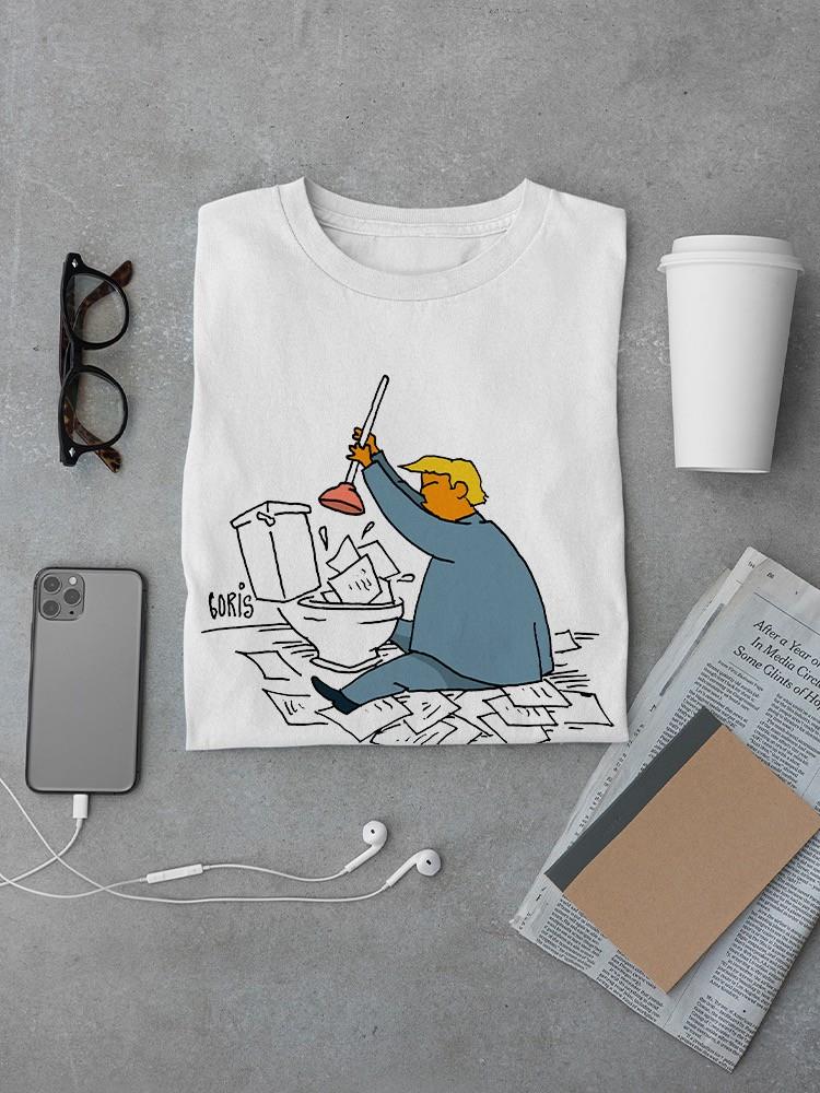 Orange Man Plunging Documents T-shirt -Dennis Goris Designs